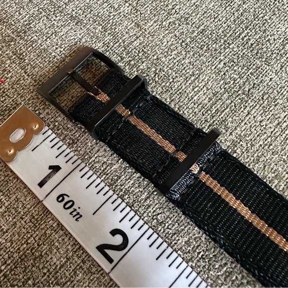 Black with Gold Stripe Nato Nylon Watch Band Military 19mm Diver Style - Picture 5 of 9